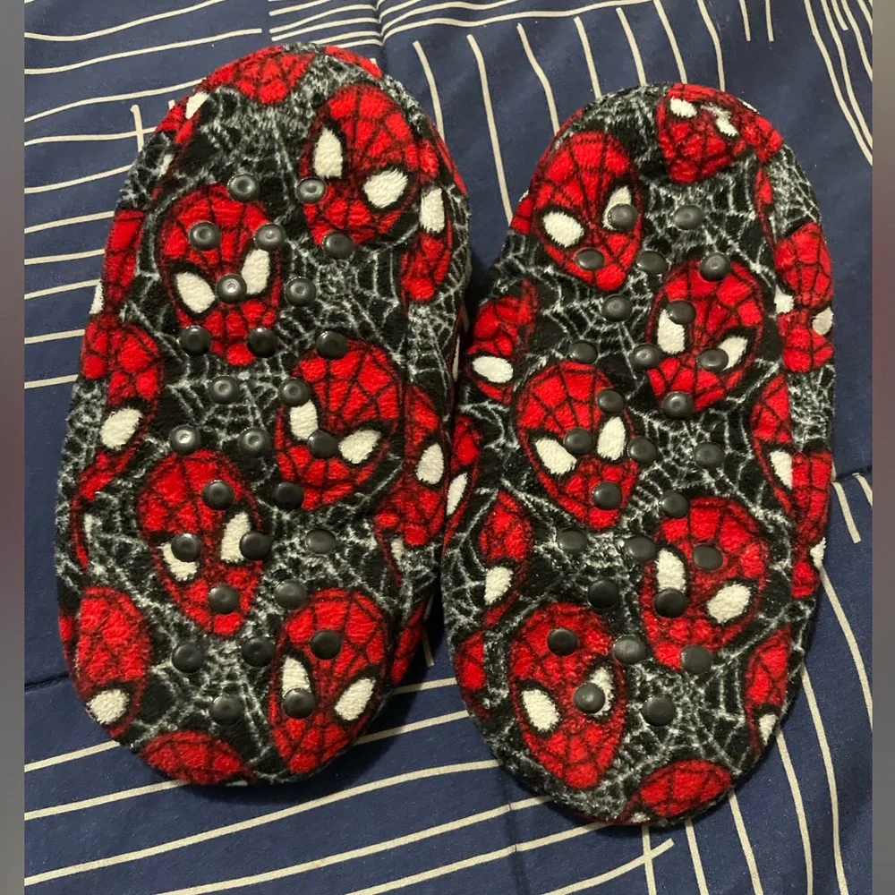 Spiderman Themed Kids Slip On Slippers Red and Gray